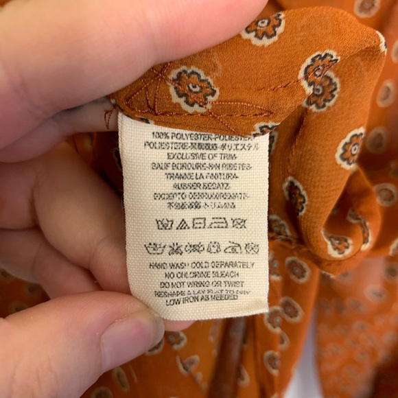 Free People sheer paisley button down rust top - Picture 6 of 8